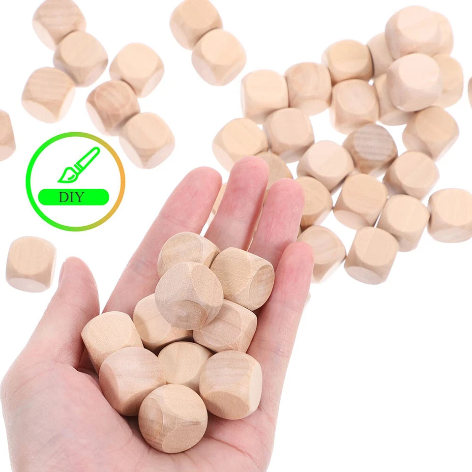 Wooden Plain Dice Beech Dices Cube Cubes Blank Plain Unpainted Wood Six Sided - Image 3 of 4