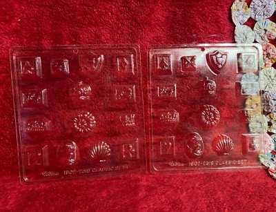 2 Mixed Candy Shape Chocolate Molds with 13 Pieces Shield Crown Key Mardi Gras