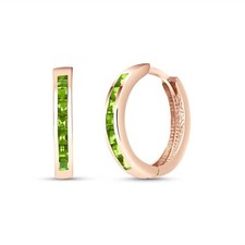 14K. SOLID GOLD HOOP HUGGIE EARRING WITH PERIDOTS