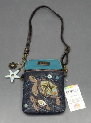 Chala Navy Blue Vegan Sea Turtles Convertible Pouch/Crossbody Handbag New/Tags
