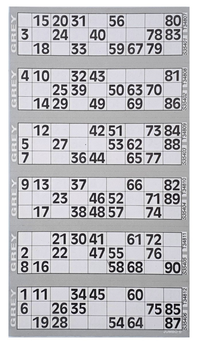 Bingo Tickets 300 6 To View, All Colors Jumbo 1-90 booklet cards