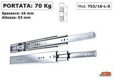 COPPIA GUIDE Scorrevoli AMMORTIZZATE per CASSETTI Portata 70kg Estrazione Totale