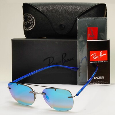 Ray-Ban Sonnenbrille Lightray blau verspiegelt randlos ultraleicht RB 4280 6289/B7 55mm