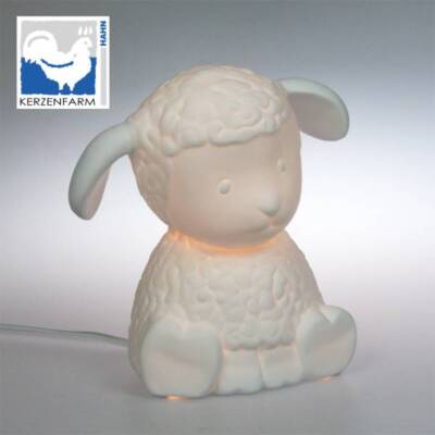 Tischlampe, Leuchte SHEEP SCHAF H. 19cm weiß aus Porzellan Kerzenfarm Hahn