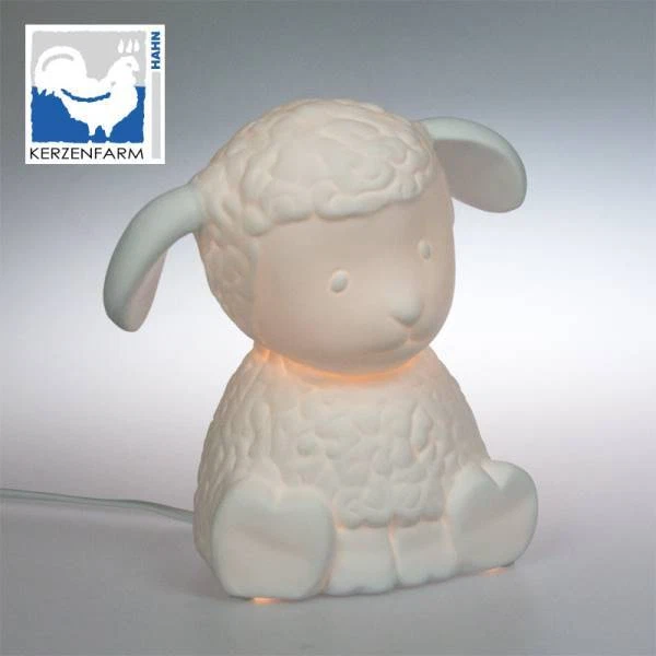 Tischlampe, Leuchte SHEEP SCHAF H. 19cm weiß aus Porzellan Kerzenfarm Hahn - Bild 1 von 1