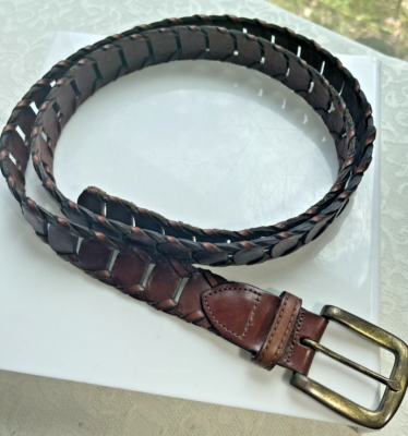 Brown Braided Link Full Grain Cowhide Leather Belt Argentina  display picture 1