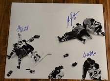 TERRY O'REILLY, JOHN WENSINK,STAN JONATHAN 16x20 AUTOGRAPH GREATEST GARDEN FIGHT