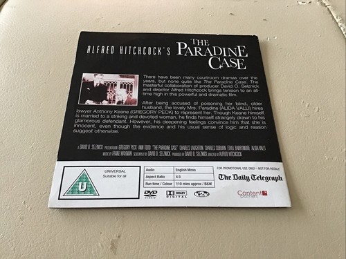 The Paradine Case Starring Gregory Peck - Daily Telegraph Promo DVD Movie  - Picture 4 of 5