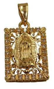 Authentic Virgen de Guadalupe Medal 18k Gold Plated Pendant with 22 inch Chain - Guadalupe