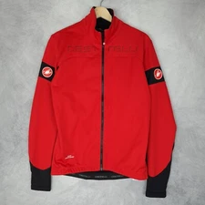 Castelli Cycling Jacket Mens Large Red Full Zip Long Sleeve Gore Windstopper