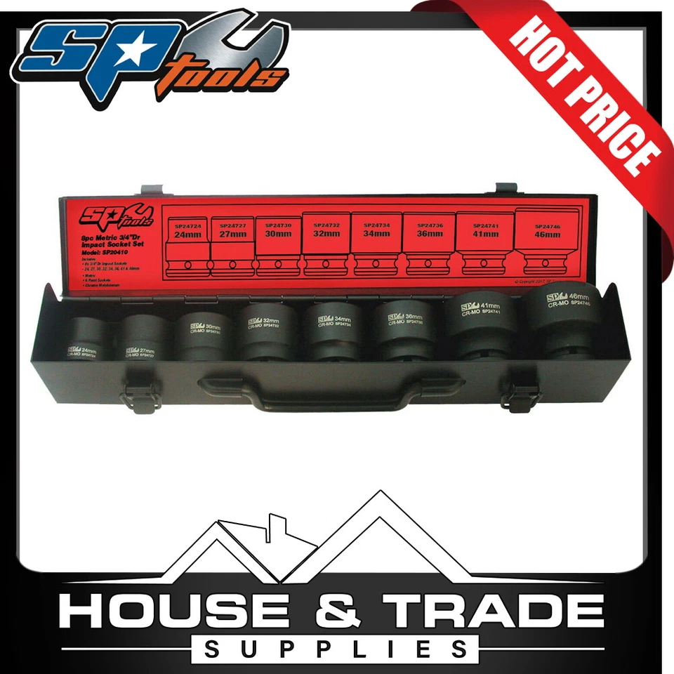 SP Tools Impact Socket Set 8 Piece 3/4"Dr METRIC SP20410