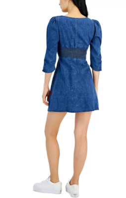 Women's Denim 3/4-Sleeve Fit & Flare Dress