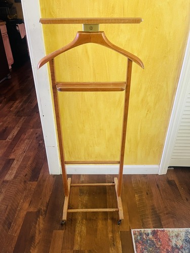 VTG Fratelli Reguitti Brevettato Italian Wood Rolling Valet Stand Rack MCM
