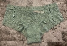 NWT VICTORIA'S SECRET LARGE GREEN FLORAL LACE UP FRONT CHEEKY PANTIES