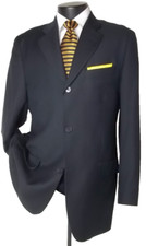 Bachrach, blue shadow striped 3buttons Italian wool suit 40R pants W33" x 30"L