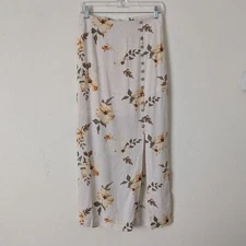 Versona Becool Floral Maxi Skirt, Elastic Waist, Size M, Rayon Linen Earthtones