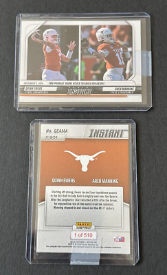2024 Panini Instant College UT Texas Longhorns ARCH MANNING Quinn Ewers # PR 510