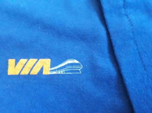 DORCHESTER Train VIA Vintage T Shirt 1980s Canada Rail Railway L Blue Single Sti - Afbeelding 5 van 5