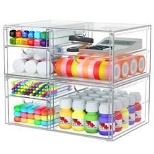 2 Pack Desk Organizers, Makeup Organizer Storage With 7 Drawers, Desktop Offi...