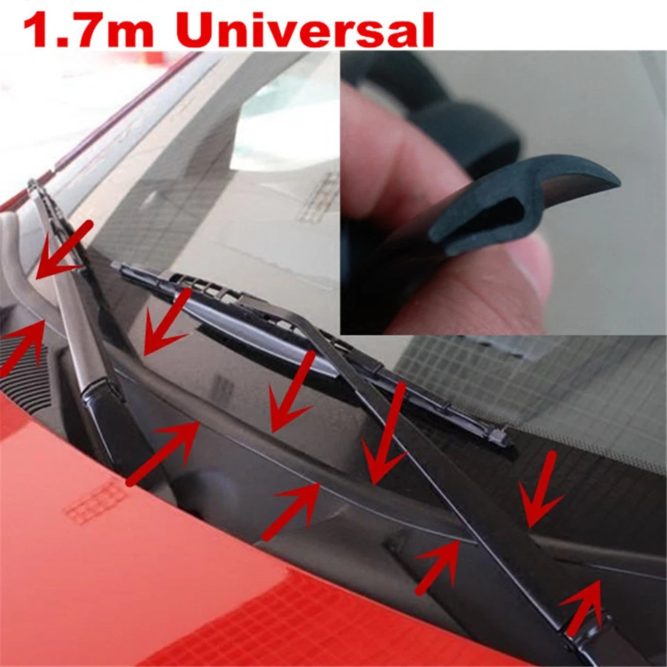 Black Car Rubber Seal Under Front Windshield Panel Sealed Trim Moulding Strips - Image 2 of 4