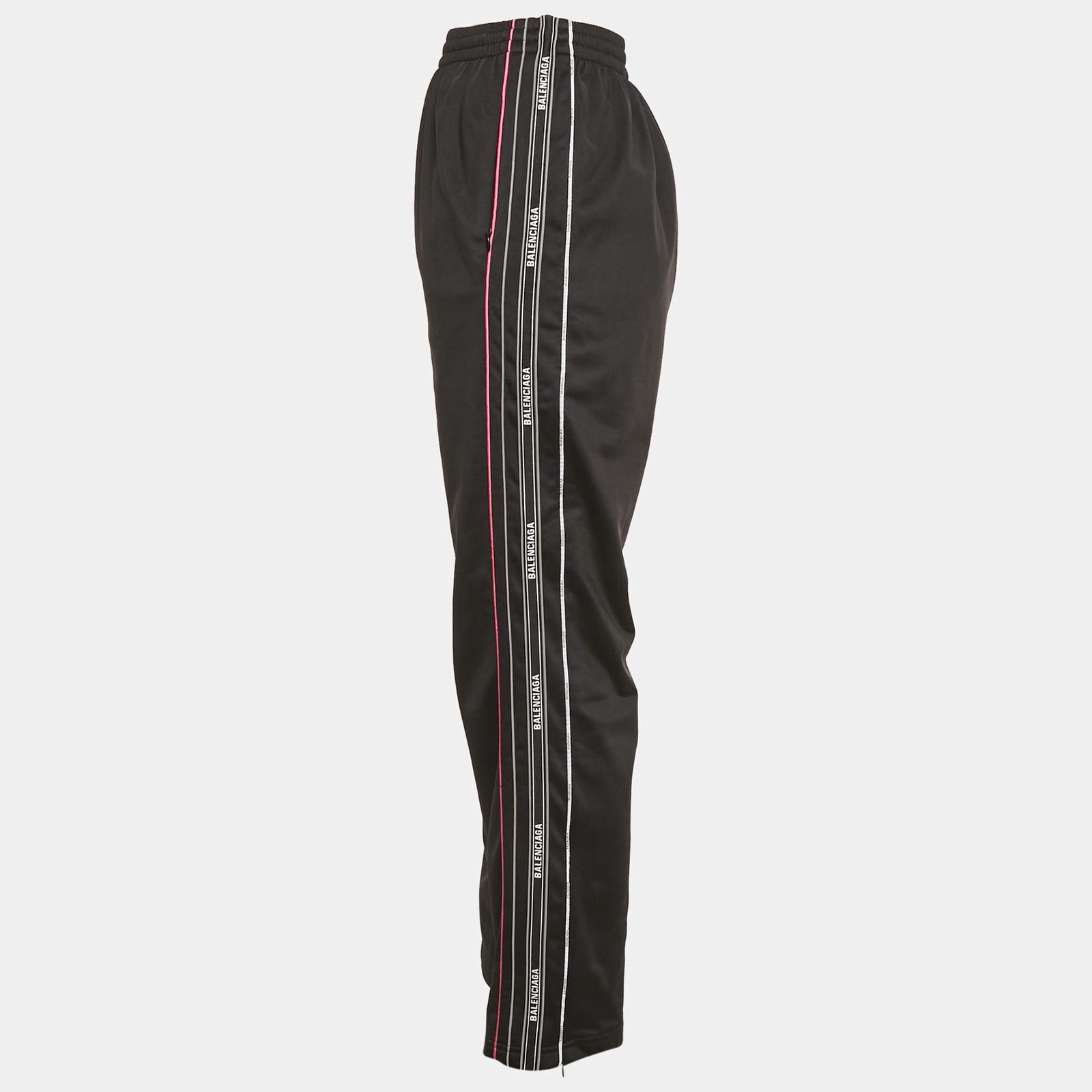 Balenciaga Black Synthetic Logo Stripe Detail Track Pants S thumbnail 2