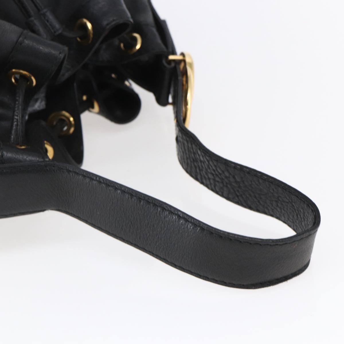 GUCCI Interlocking Shoulder Bag Leather Black Gold 223951 Auth