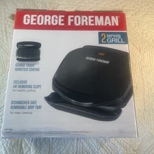 George Foreman GR10B 2-Serving Classic Plate Electric Grill Black Grills Small