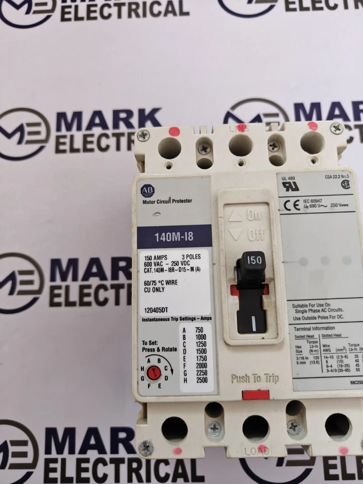 140M-I8 ALLEN BRADLEY CIRCUIT BREAKER 150A 140M-I8R-D15-M(A) 600VAC-250VDC - image 2 of 4