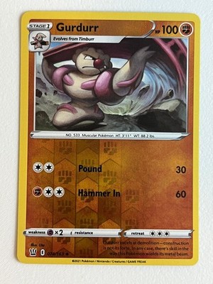 Gurdurr 074/163 Uncommon Battle Styles Pokemon Reverse Holo Lightly Played