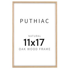 puthiac 11x17 Solid Oak Wood Picture Frame, Natural Oak, 1 Pack Beige-1P