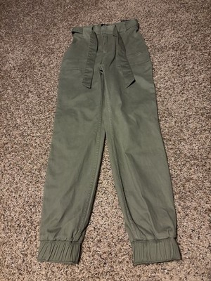 Hollister NWT Ultra High Rise Jogger Pants XS Green Tie Waist Elastic Ankle