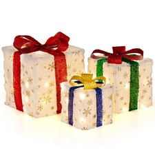 Lot de 3 Paquets Cadeaux Lumineux de Noël Décoration de Noël Pré-Éclairée 48 Lu