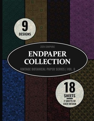Endpaper Collection: Dark Colors Vintage Botanical Patterns Paper for Bookbindin