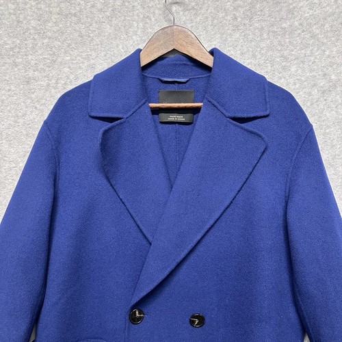 Massimo Dutti Womens Size S Double Buttoned Wool Blend Robe Coat Royal Blue Prep - Picture 4 of 16