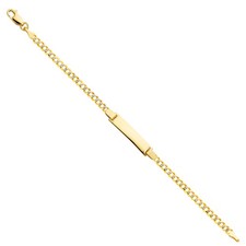 SOLID 14k Yellow Gold 080 Cuban WP Baby ID Bracelet 6" Womens 2.93g