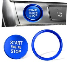Car Push Start Button Cover, Aluminum Engine Start Stop Button Cover with Blue