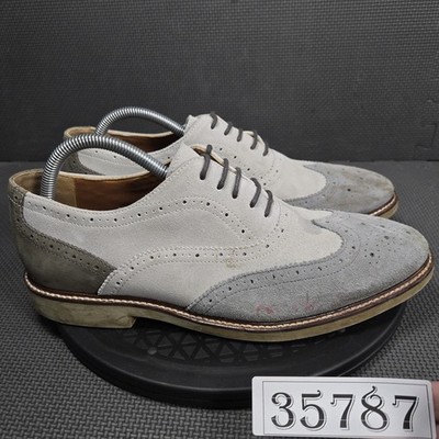 Gordon Rush Shoes Mens Size 9.5 Gray Suede Wingtip Brogue Oxford Dress Rowe
