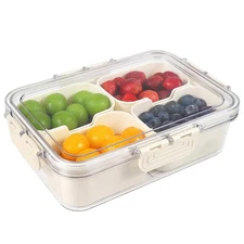 Snackle Box Container 4 Compartment Divided Serving Tray with Lid for Candy