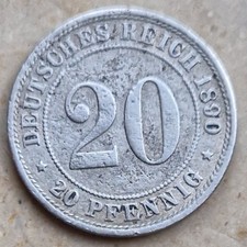 20 Pfennig 1890-E Deutsches Reich Selten 