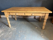 Vintage Pine Dining Table, Farmhouse, Seats 6-8, 2 Drawers