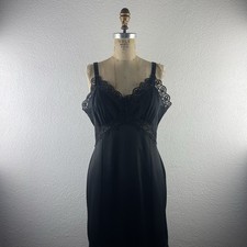 Vintage l 50s M Semi-Sheer Nylon Lace Accordian Pleat Pinup Burlesque Slip Dress