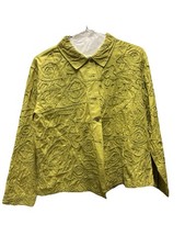 Chico s Women s Size 2 Artisan Textured Applique Jacket 100 Cotton