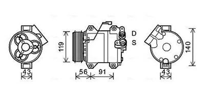 Compresseur de climatisation R 134a SZAK121 AVA QUALITY COOLING pour SUZUKI - Photo 1/4