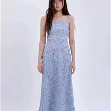 Lulul Seoul Water Lily Blue Dress, Travel/Resort Style, Size S