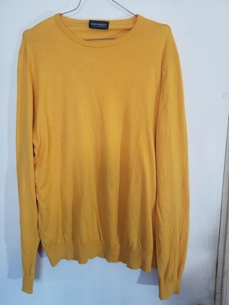 Men John Smedley Sweater Orange Cotton 44 / XXL /