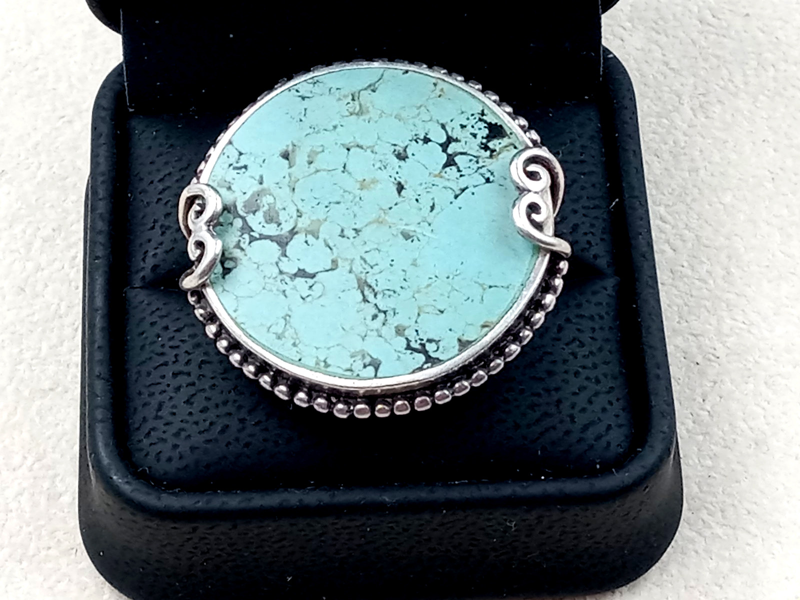 Statement Sterling Silver Ring 1.3" Diameter Faux… - image 1