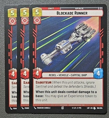3x Blockade Runner - LOF Legends Of The Force PLAYSET SWU 166 U