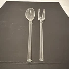 Clear Depression Glass Salad Serving Set Fork and Spoon Clear Vtg