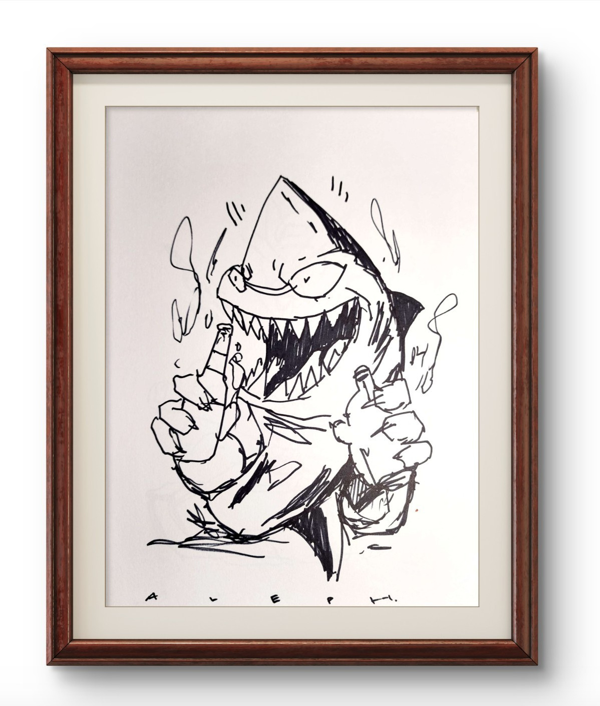 Aleph Original Art 14 Shark Drinks x11 Figurative Expressionist On Gallery Paper