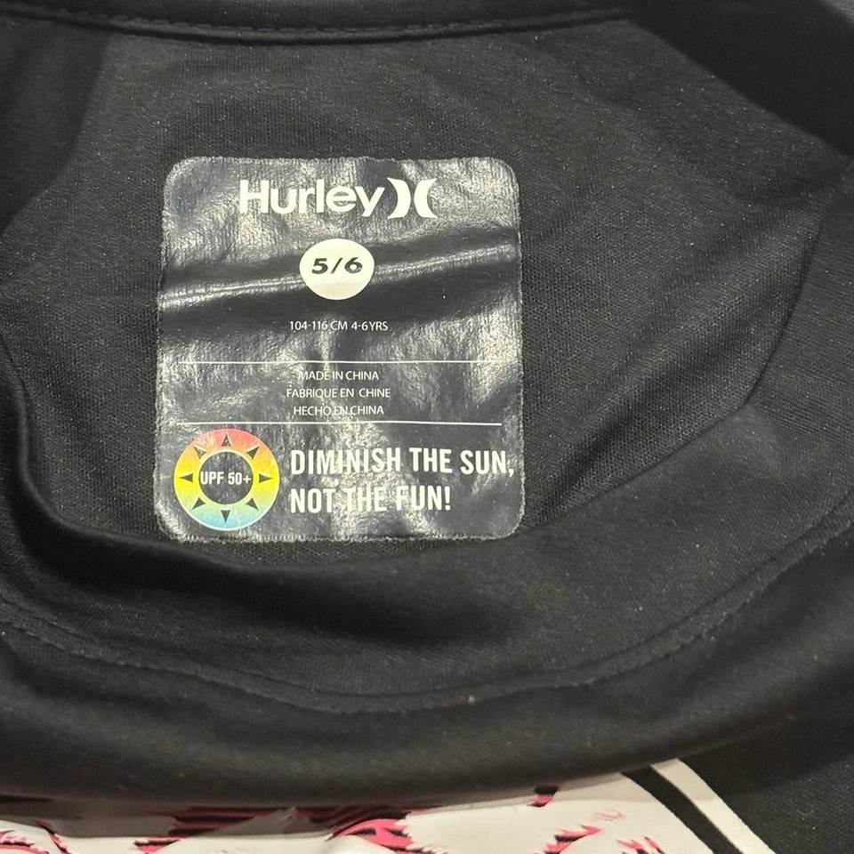 Hurley Unisex Long Sleeve Swim Shirt Size 5/6 UPF 50+ Sun Protection Board Shirt - Image 2 of 3